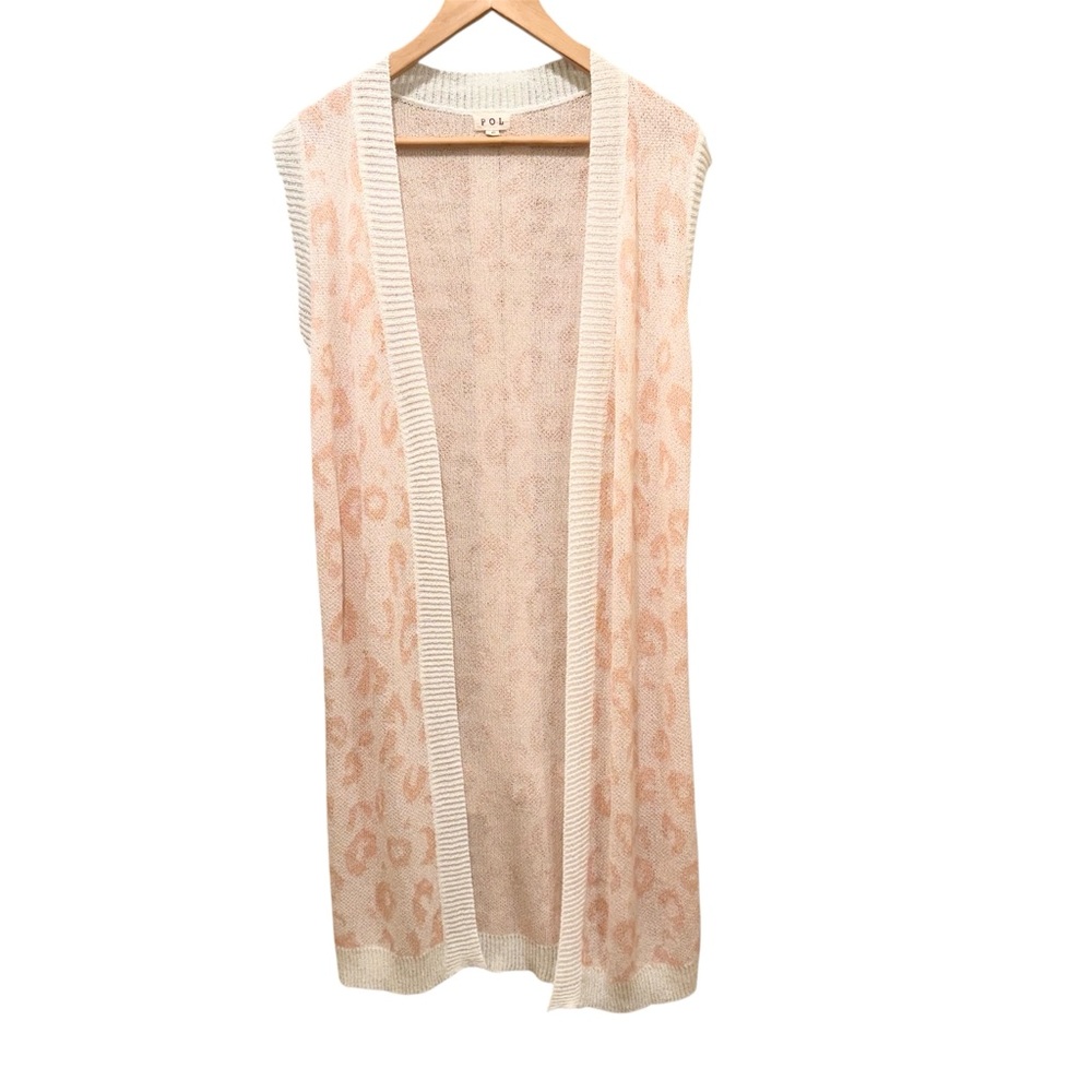 POL Cream Leopard Duster Cardigan
